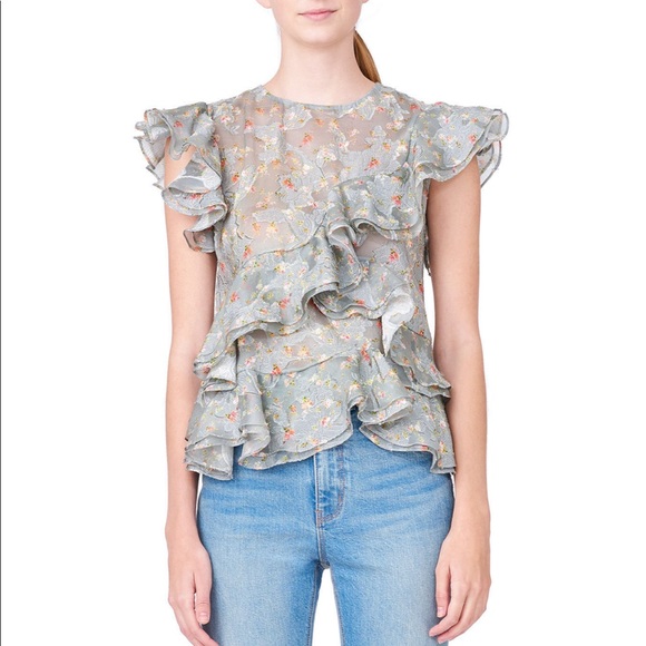 Rebecca Taylor Tops - Rebecca Taylor Serra Floral Organza Ruffle Top 4
